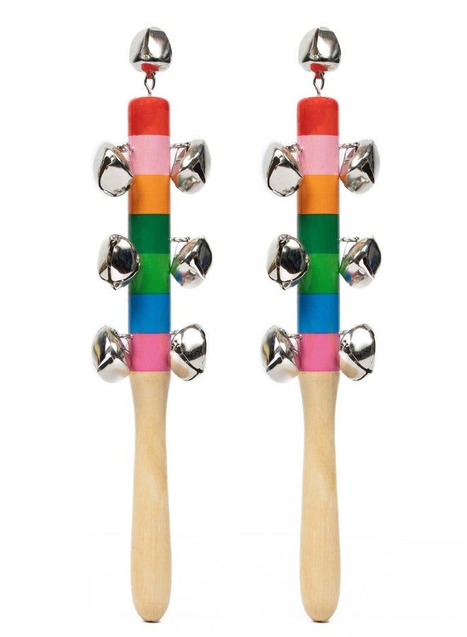 Toolart® Non Toxic Colorful Wooden Baby Rattle Toy - Set of 2 (Jingle Bell) (Color May Vary) - Image 1